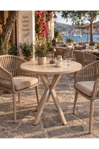 MUTFAK CAFE BALKON BAHÇE RESTORAN YEMEK MASASI 70X70 ( CAPPUCİNO TRAVERTEN )